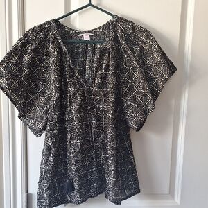 Joe Fresh Black and White Geometric Blouse